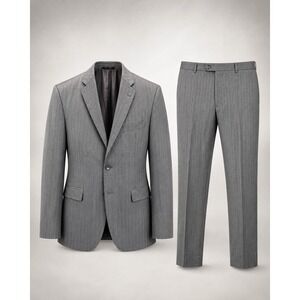 Joseph Abboud Reserve Mens Suit 40X W34 Gray Pinstripe Wool Super 120 Made USA